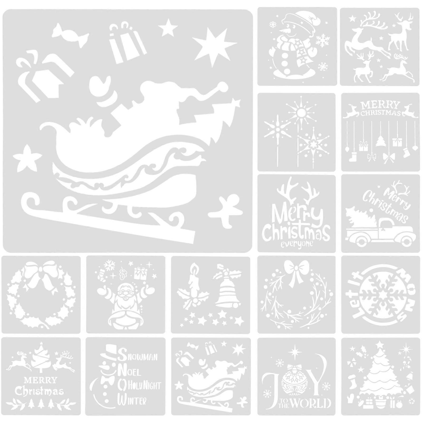 Stencil Craft Reusable Stencils Christmas Painting Templates Diy Projects 16 Sheets