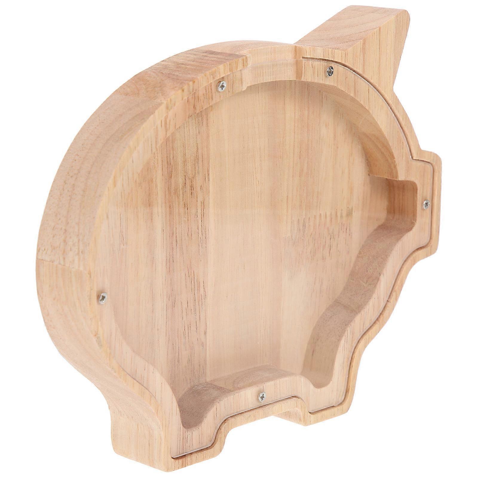 Birthday Piggy Bank Gift 1 Set Craft Wood Coin Container Transparent Saving Pot