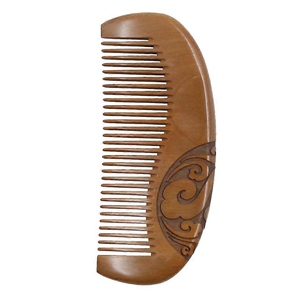 Wooden Hair Comb with Feature for Comfortable Combing Experience and Unique Carving Design Coffee