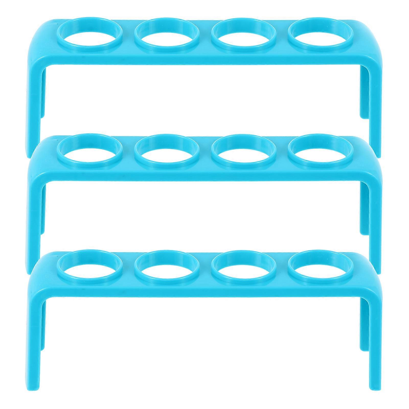 Blue PVC Test Tube Rack Set for Storage Use with Multiple Holes 3PCS
