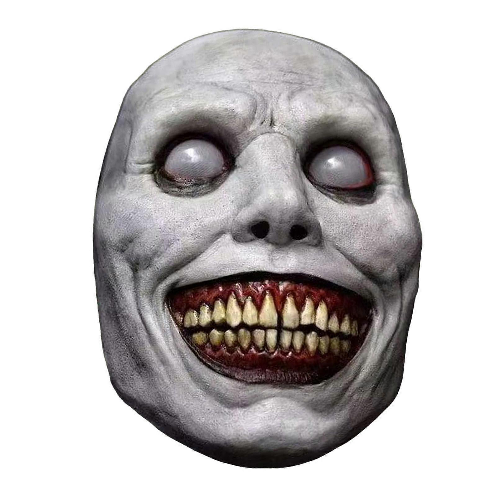 Smiling Demon, Realistic, Breathable Halloween Mask  Scary Halloween Mask for Objects, Scary Mask  Ghost Zombie Cosplay Costume Party Scene Gray'