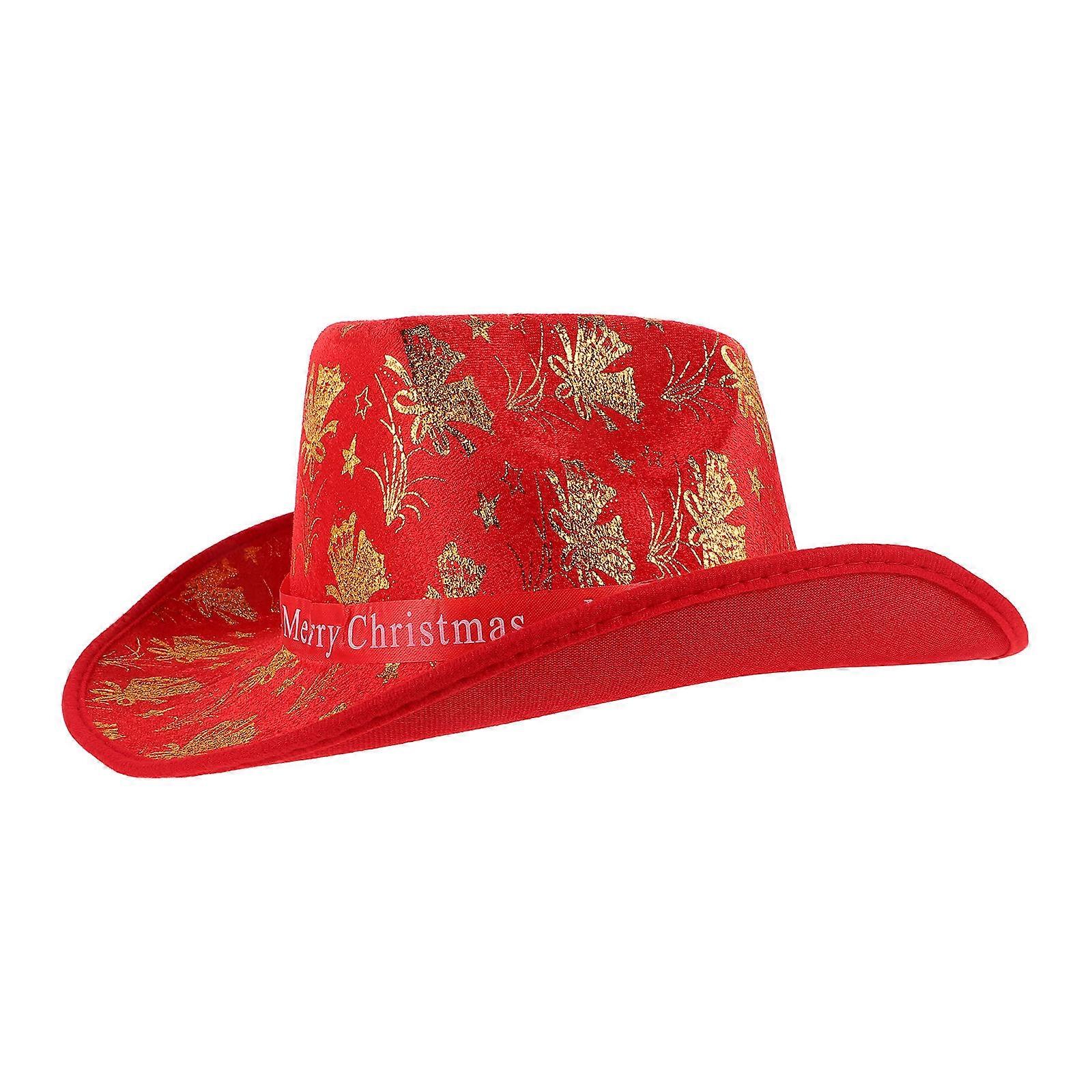 Christmas Cowboy Hat Red Unisex Santa Clause Hat Multi-Use 1Pcs