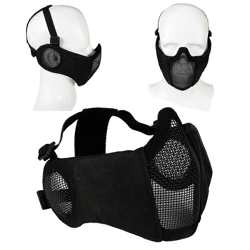 Airsofting Reusable Half Cycling Hunting Style Adjustable Comfortable Black 1Pack