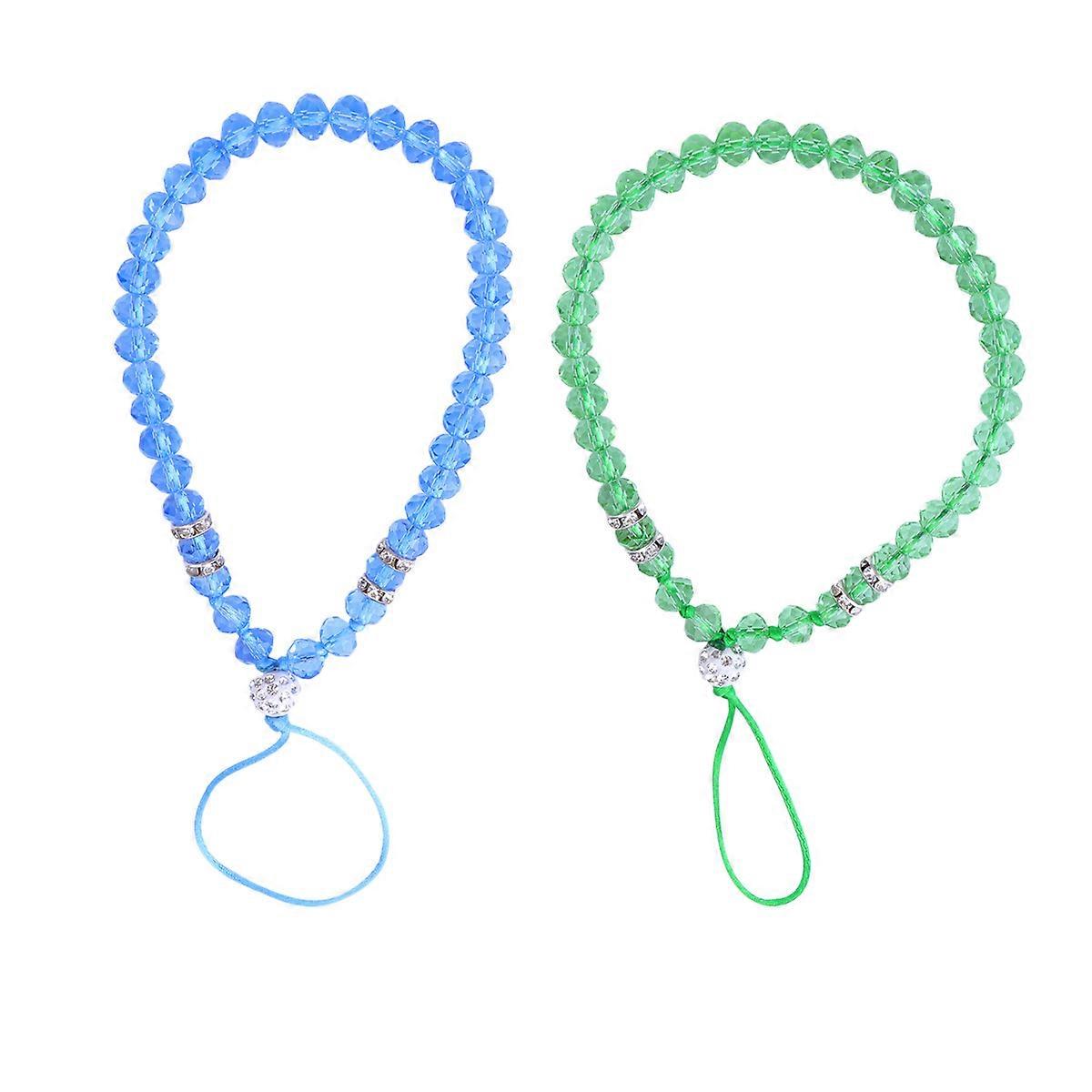 Crystal Phone Lanyard with Strong Thread for HandsFree Use Ideal for Hiking Biking Jogging Cycling in Assorted Color 2pcs
