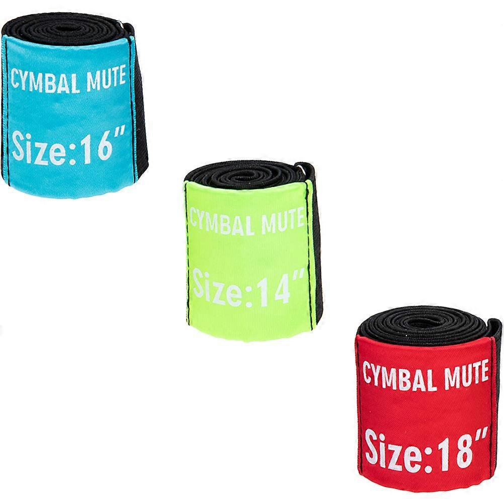 Cymbal Mute Pads Cymbal Practice Pad Belts Low Volume Assorted Color 56x5cm 3Pcs