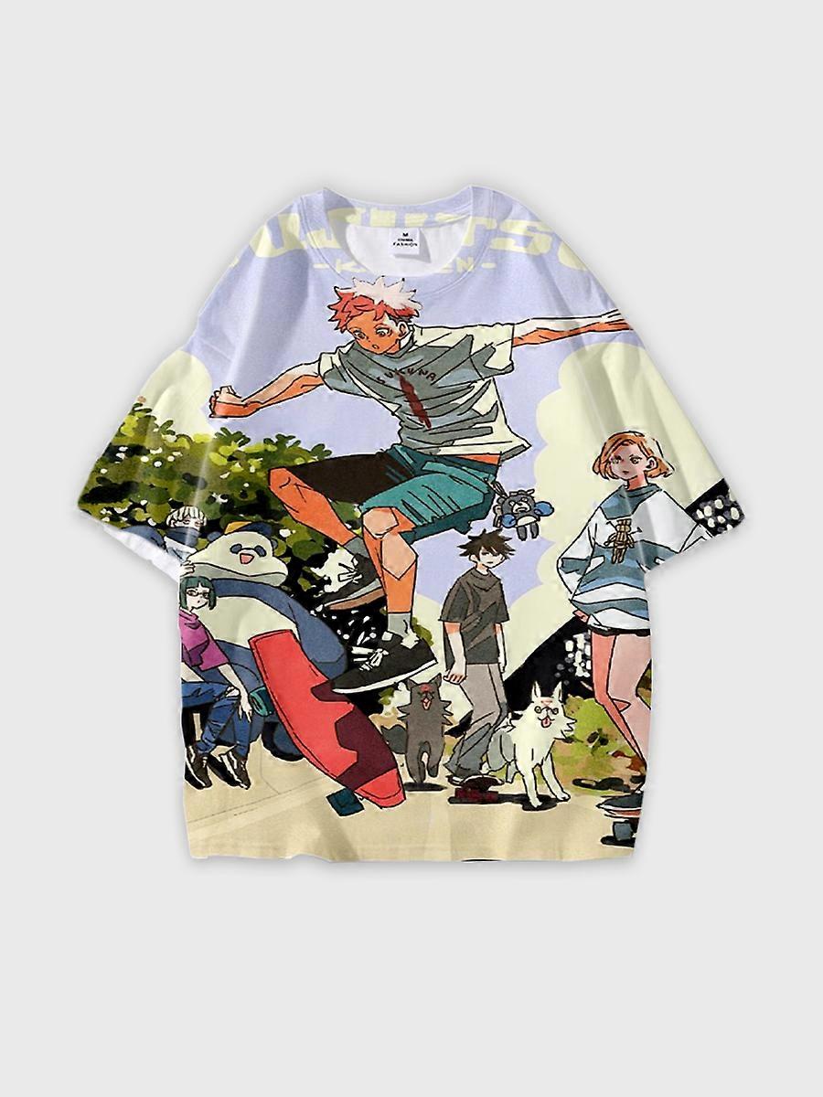 T-shirt round neck Character Pattern loose short sleeve P57