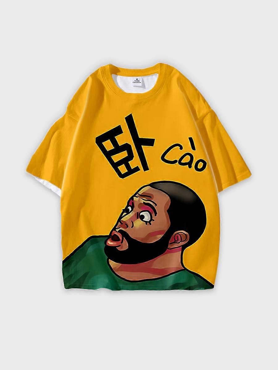 T-shirt round neck book Characters Pattern loose short sleeve P2950