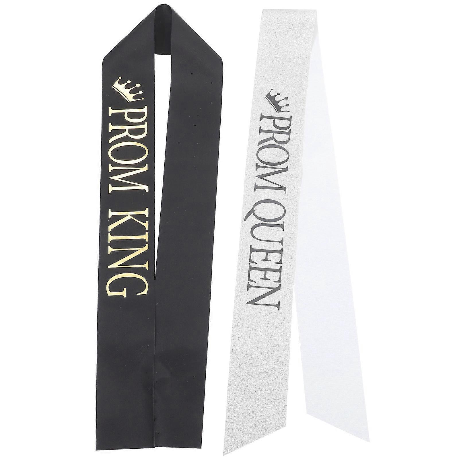 Graduation Season Prom King And Queen Sashes 2Pcs Cloth Adjustable Shoulder Straps