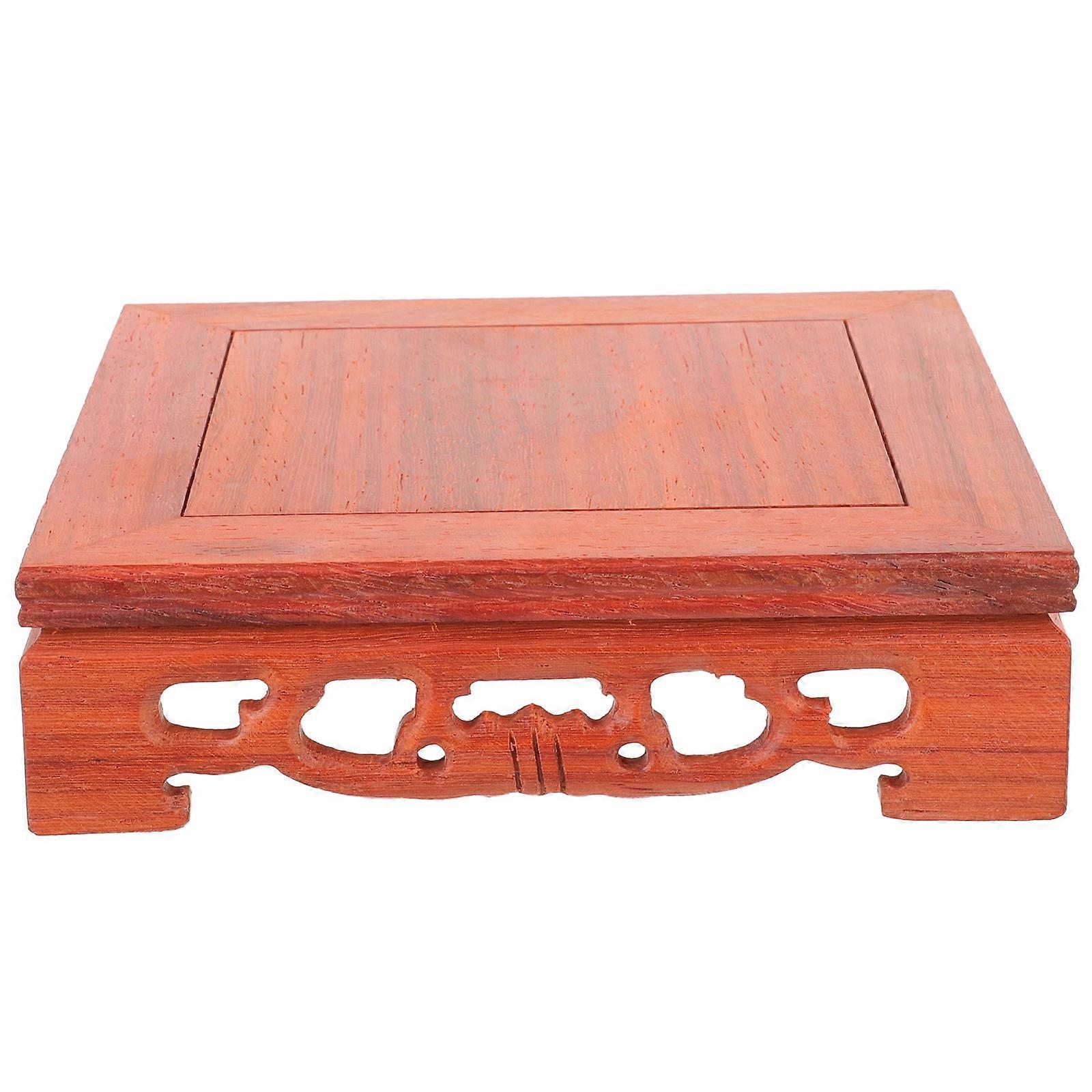 Wooden Display Base for Crafts and Storage Dark Red Hardwood Retro Design Practical Stand