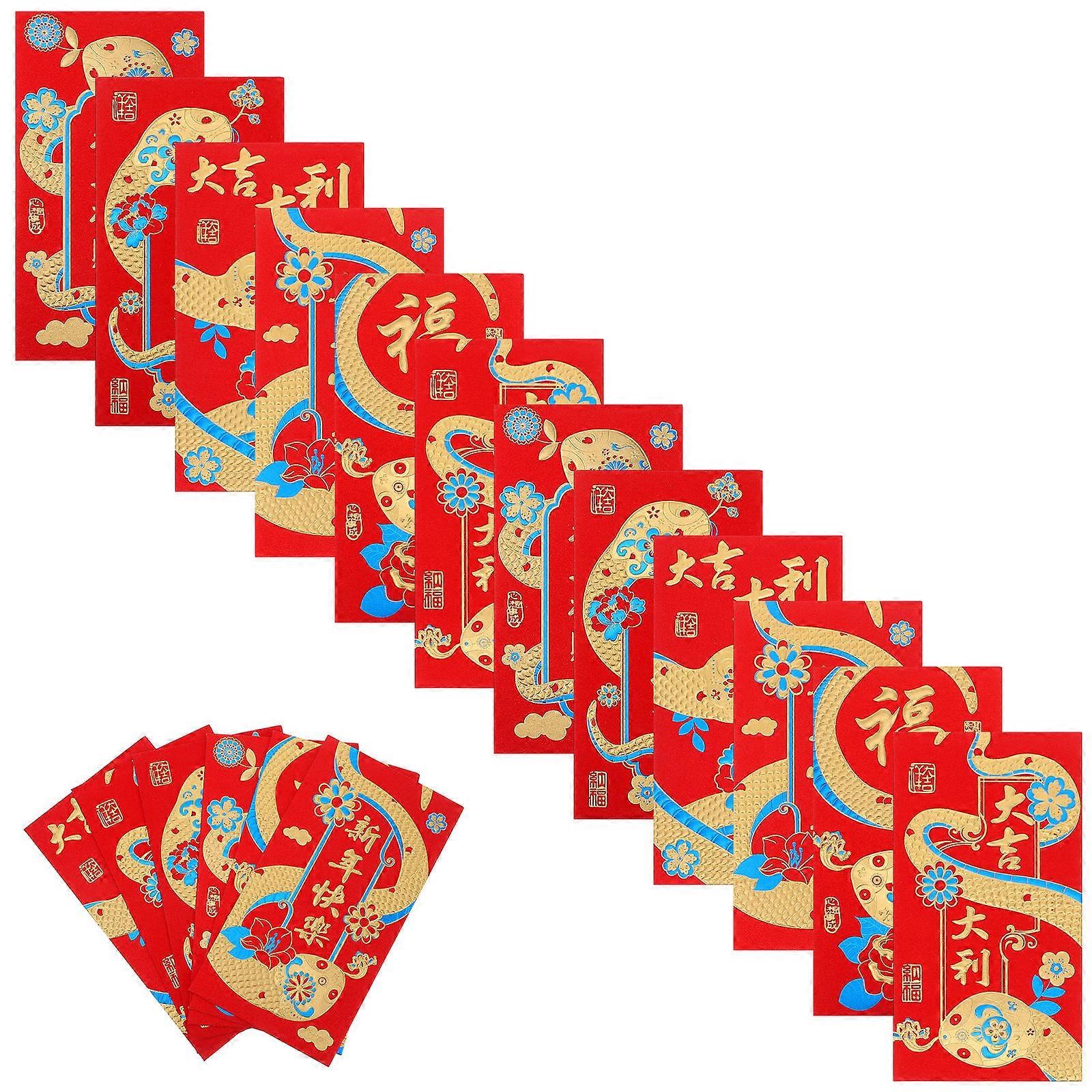 Sturdy Paper Red Envelopes for Cash with Year of the Snake Design Assorted Color for Storage Use 30PCS