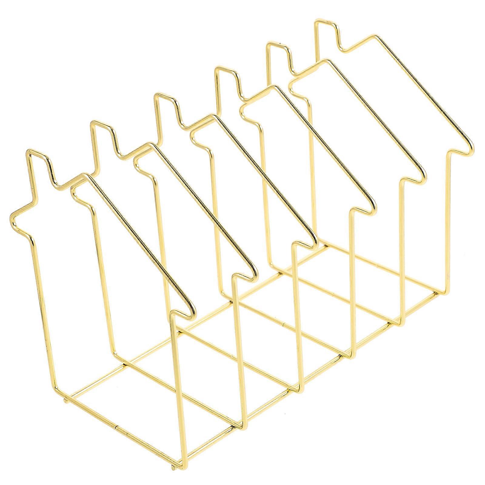 Golden File Sorter with 5 Sections for Storage Desk Accessories Made of Iron