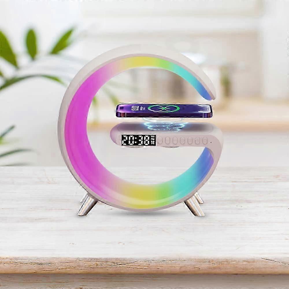 Wireless Charging Alarm Clock with Speaker Function - White