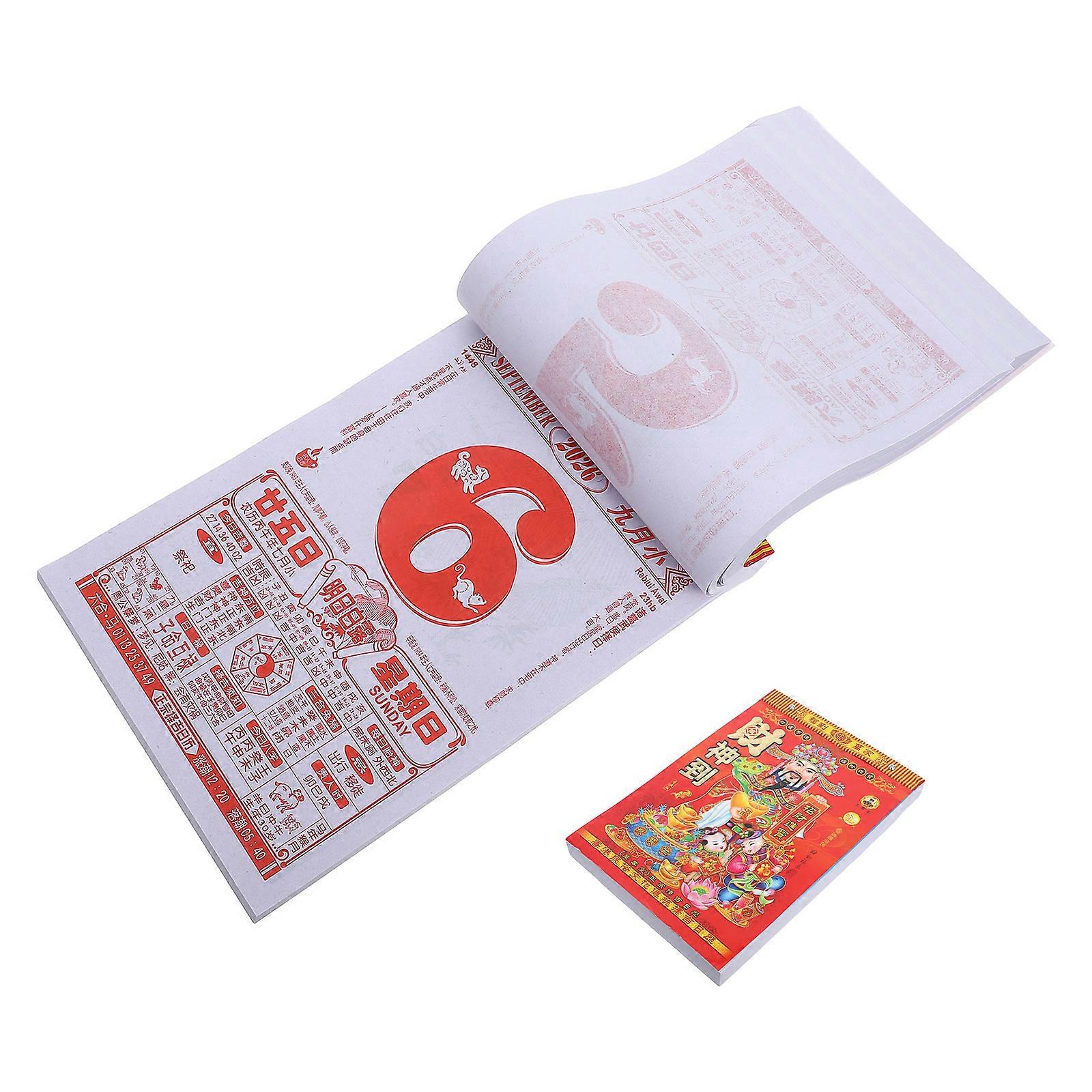 Traditional Chinese Calendar 2026 Wall Tear- For Office Use Red Rectangular Size 26.00X17.50X2.00CM 1Pcs