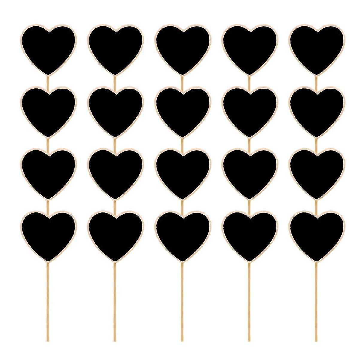 Wooden Mini Chalkboard Toppers for Garden Decor with Heart Shape and Multi Color 20 Pieces