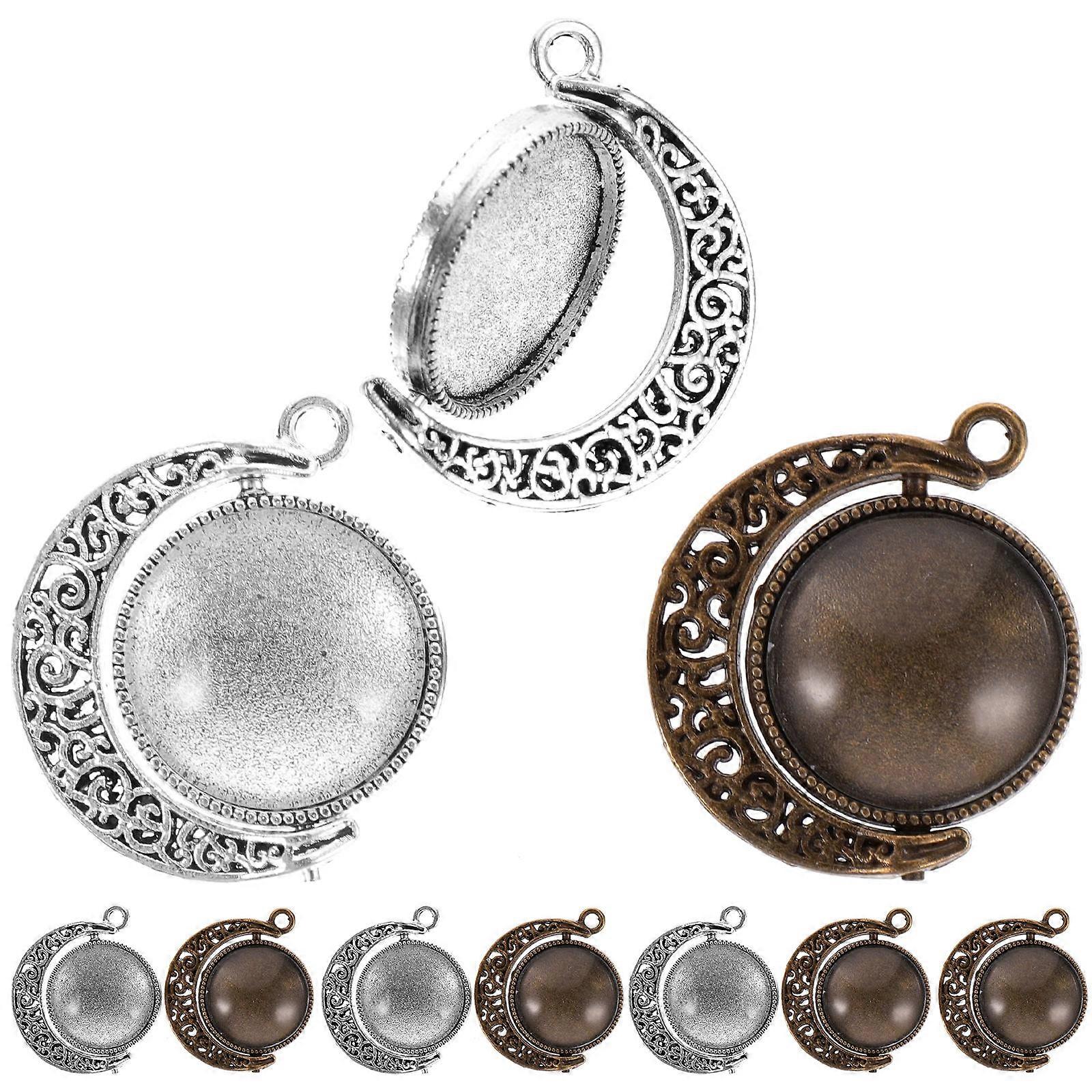 1 Set Alloy Pendant Trays Blanks for Jewelry Making – Double Sided DIY Pendant Trays with Glass Cabochons for Versatile Delicate Jewelry Design