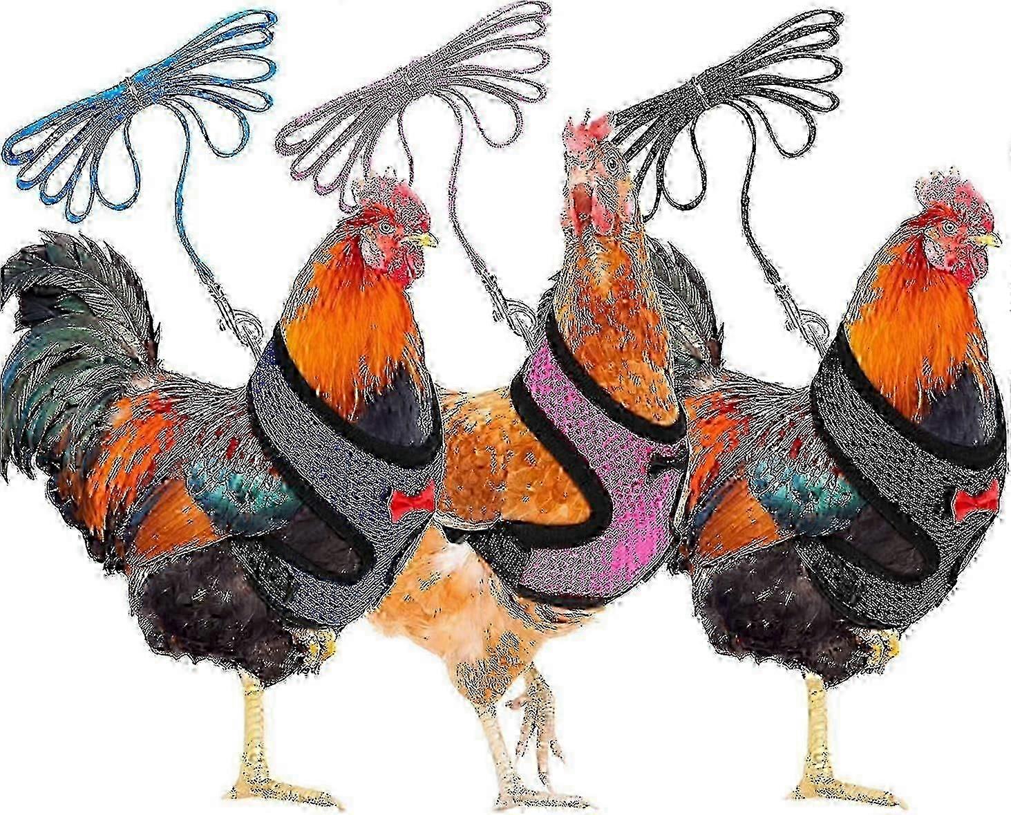 3 Pack, Medium Chicken Harness with Adjustable Straps and Breathable Pet, Chicken Harness for Ducks, Goose, Hensk