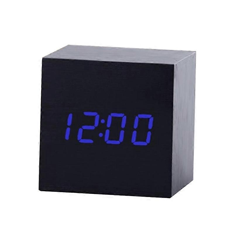 Multicolor Sounds Control Wooden Clock Black Blue