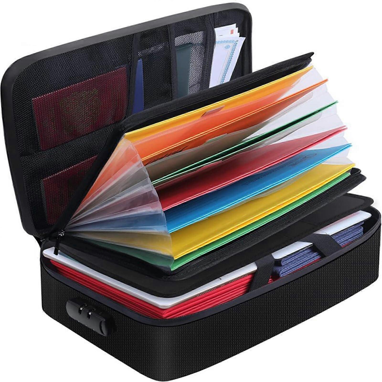 Document organizer bag with lock, waterproof, fireproof, portable, for travel, home, secure bag for laptop, certificates, gifts