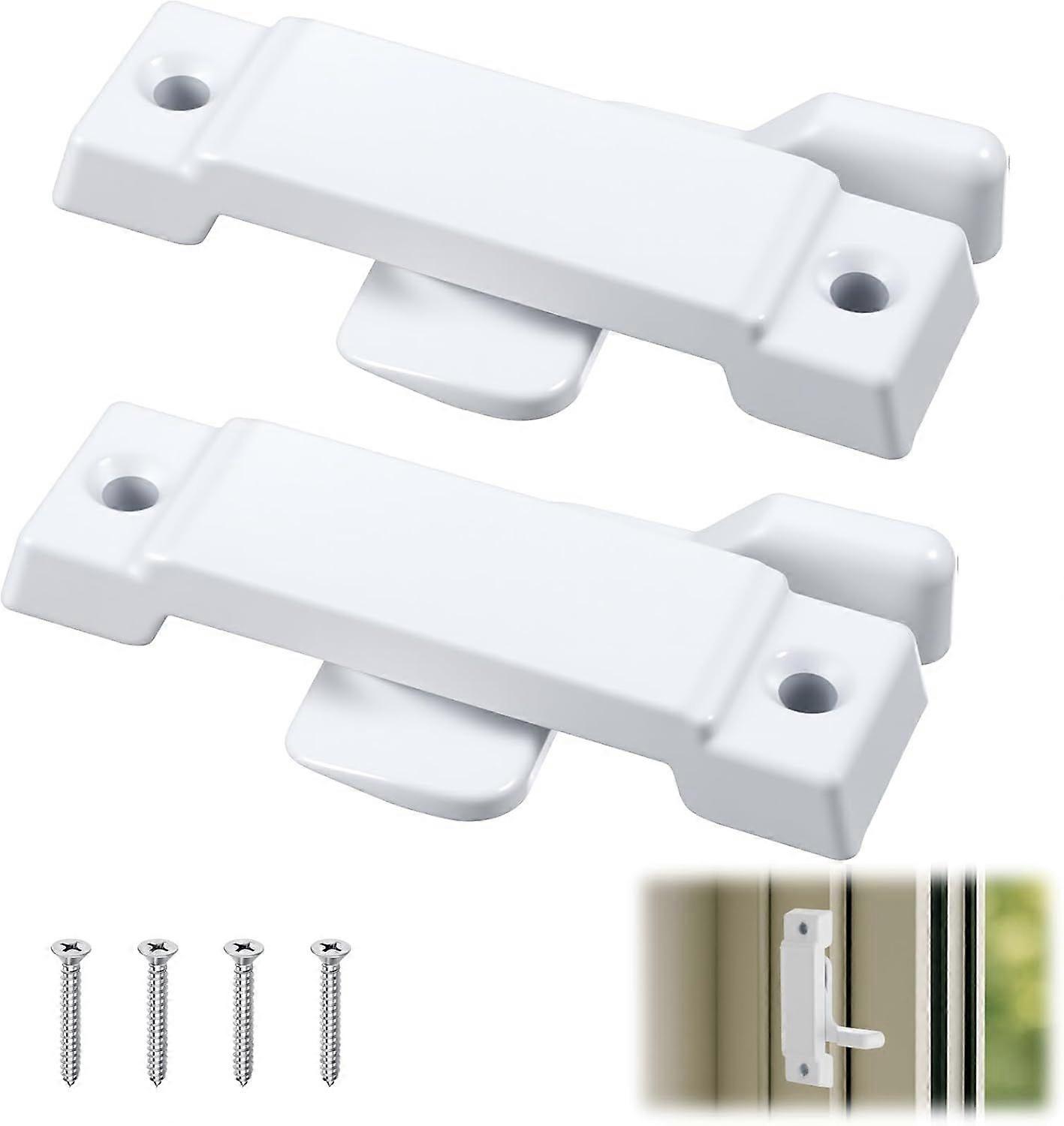 2PCS Window Sash Lock,Window Latch Replacement,Sliding Windows Locks,Mounting Hole Centers Sashes Locks with Screws,White Sashes for Vertical Sliding 