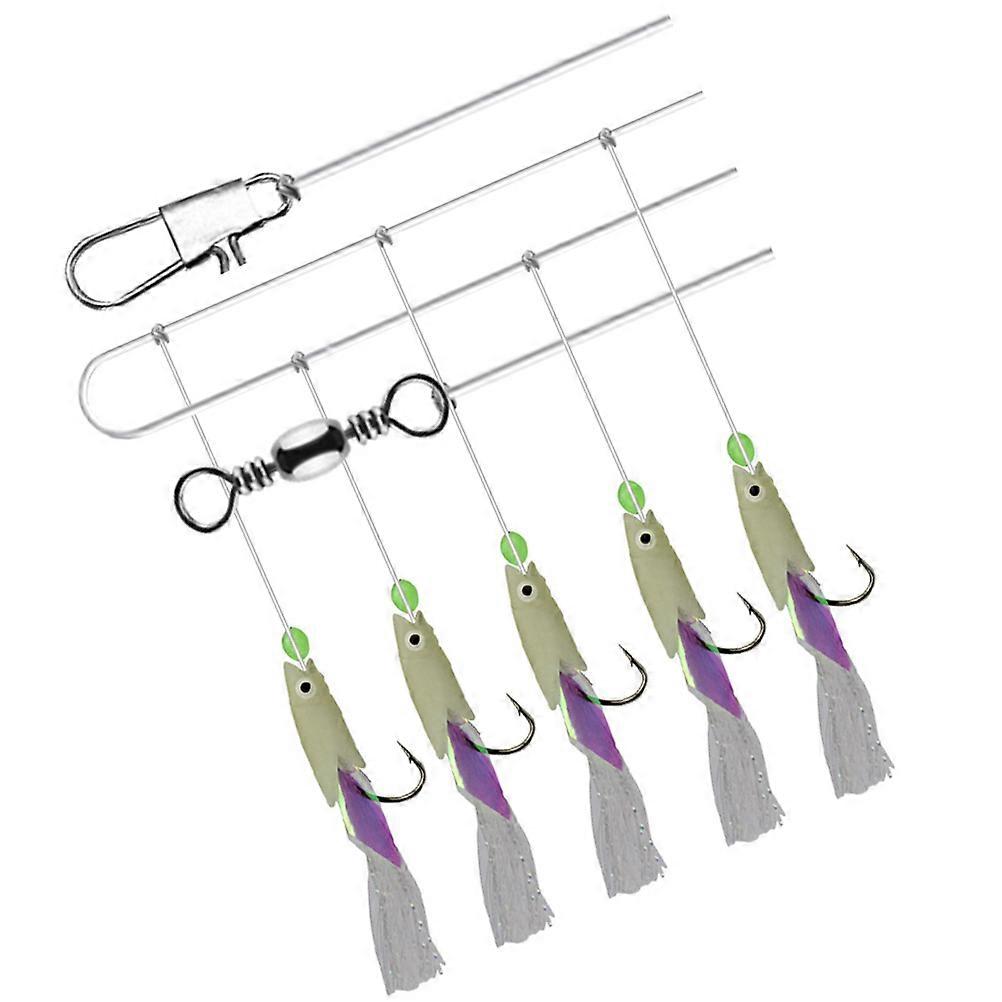 Worgeous 2 Strings Carbon Steel Lure for Mackerel Bass Sea Fishing with Luminous Treble Hook and Wire No 2
