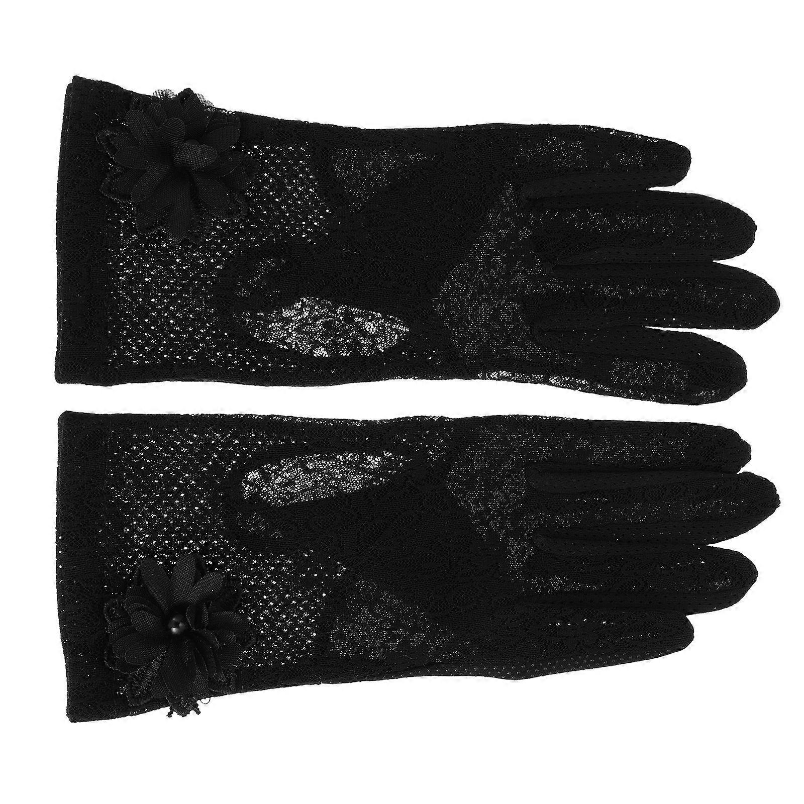 Outdoor Sports Gloves For Women Sun Protection During Hiking Black 1 Pair Portable