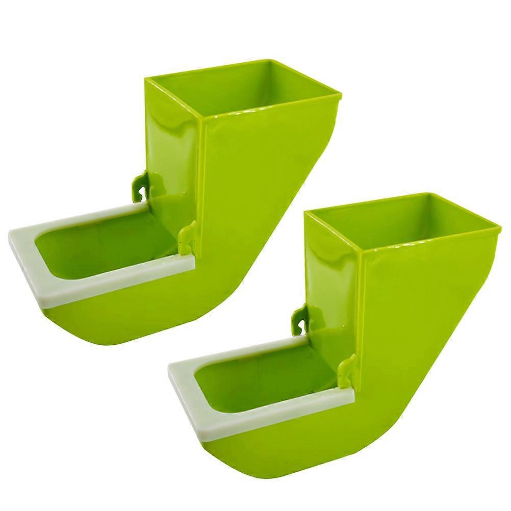 Parrot Feeding Box Durable Bird Feeder for Pet Use Made from PP ABS Green Color Fits Small Birds 2 Pcs