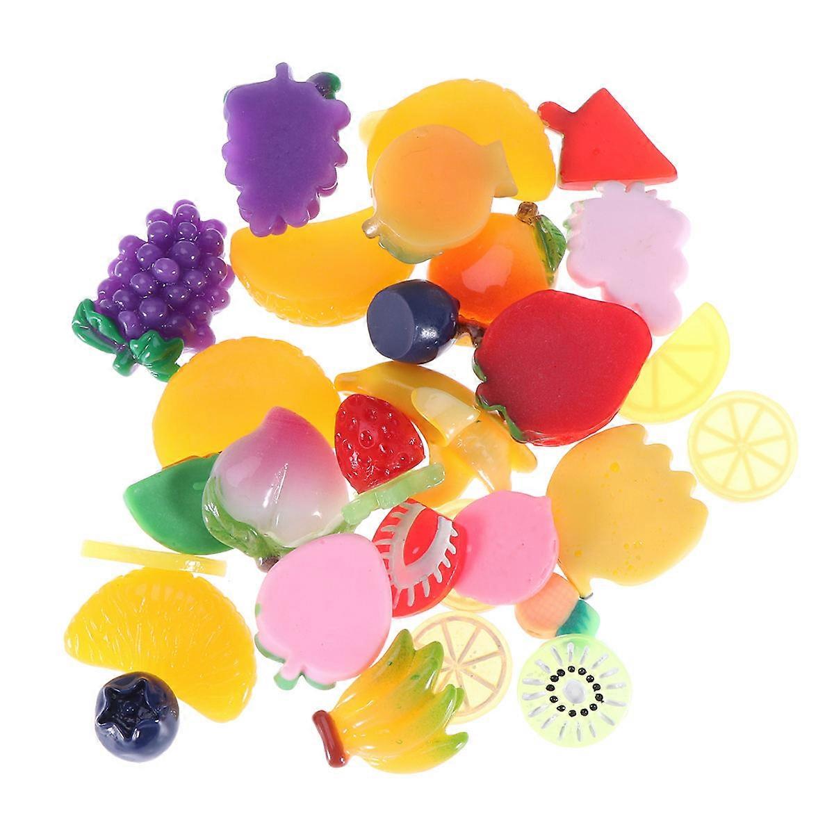 30pcs Fruit Series Sticker Resin DIY Craft Ornament for Jewelry Phone Case Photo Frame
