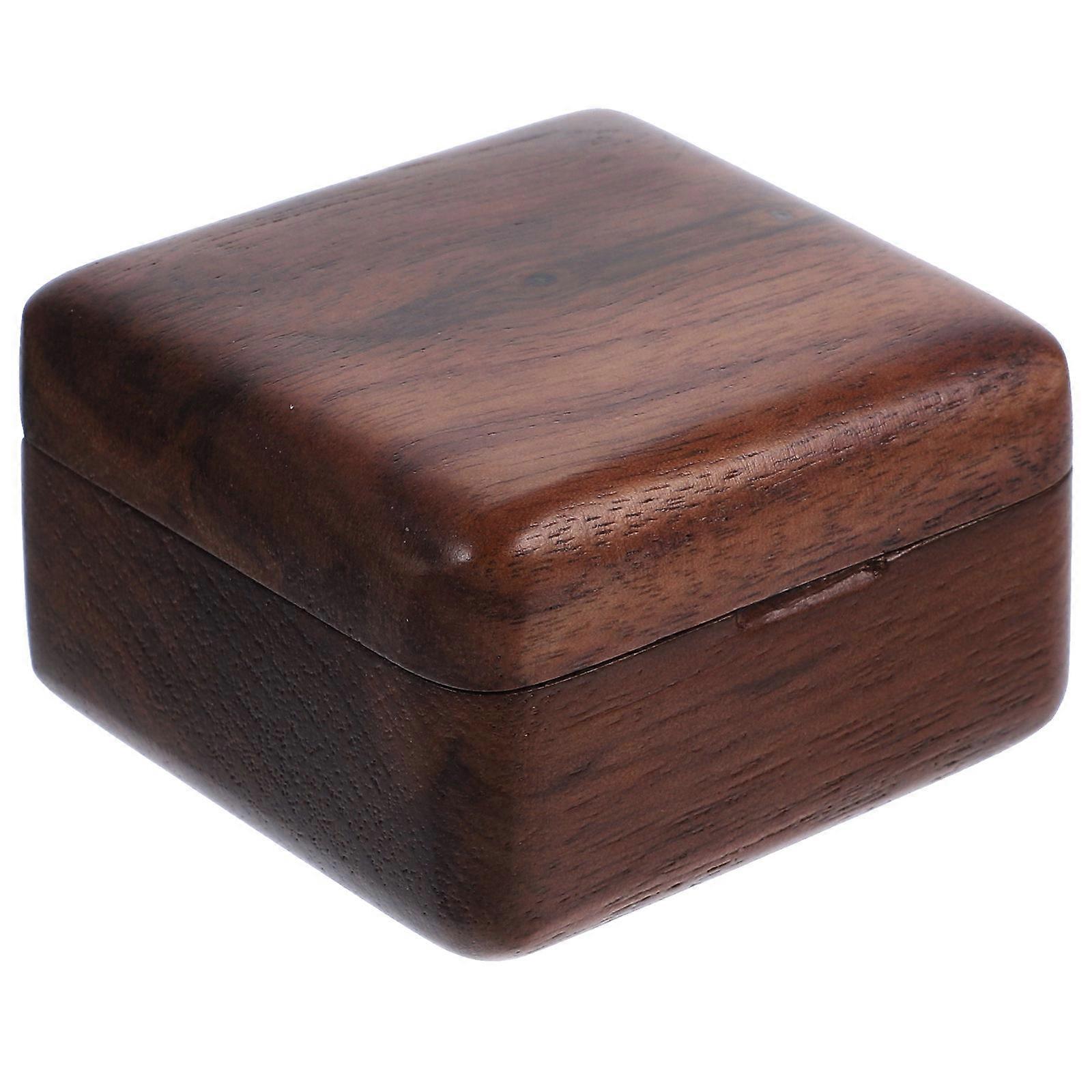 Wooden Jewelry Box for Ring Storage with Lights Perfect Gift for Her Coffee Color Small Size