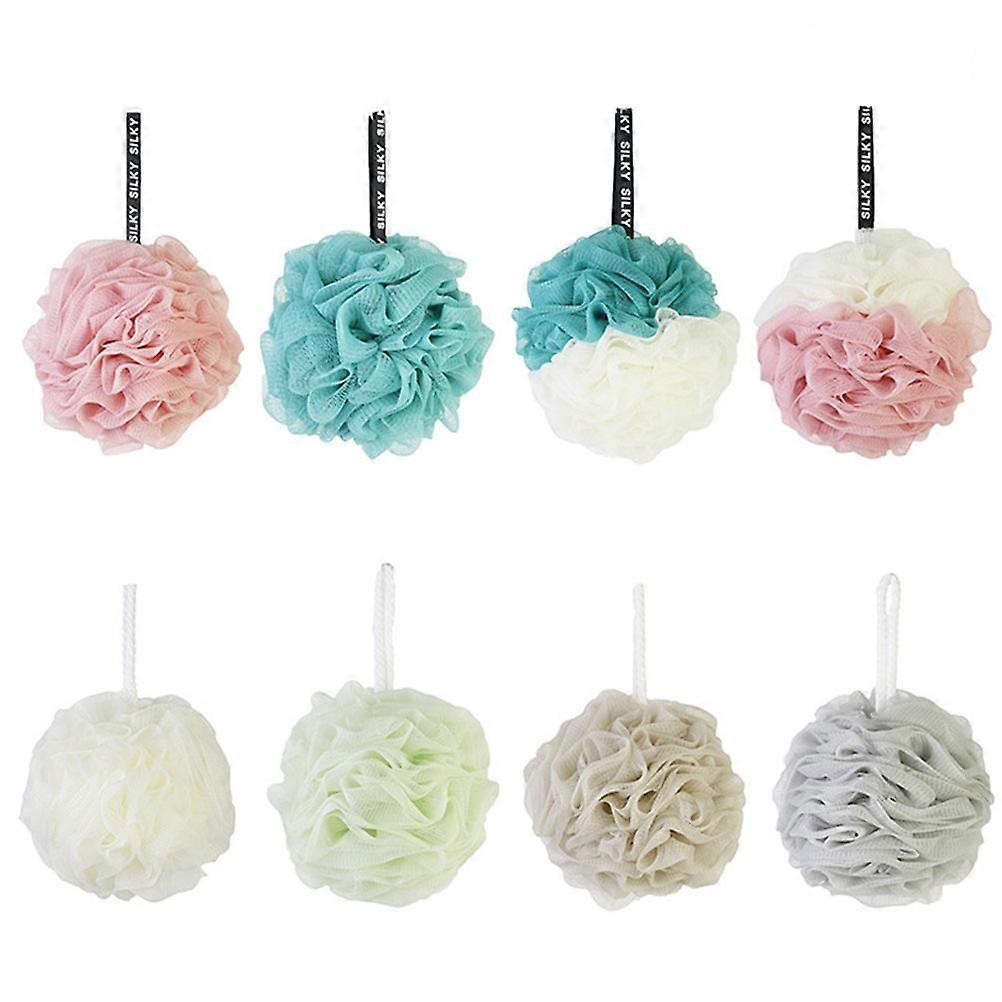 Bathing Balls 8Pcs Round Bath Sponge Mesh Pouf For Adult Children Assorted Color Simple Design Cleaning Body Skin