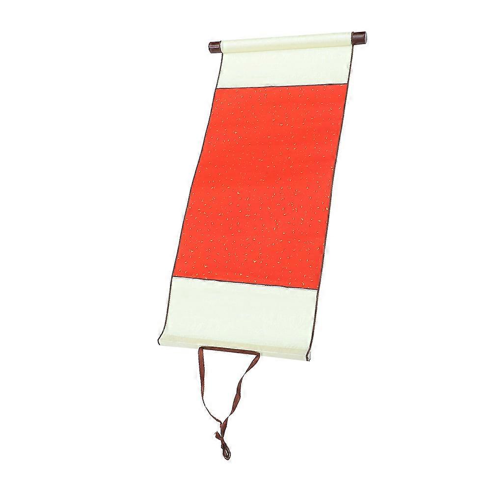 Chinese Calligraphy Blank Painting Scroll with Good Water Absorbing for Home Use Red Cloth Paper 70 Characters