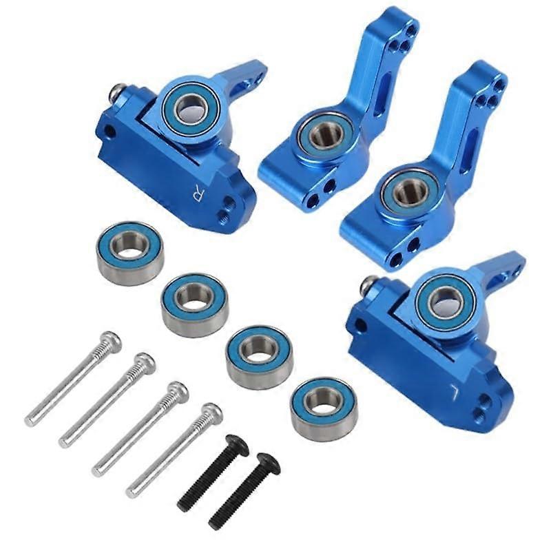 Front caster block made of metal, steering blocks, rear hub carrier set for 1/10 Traxxas 2WD Slash Stampede Rustler parts (Color: Blue)