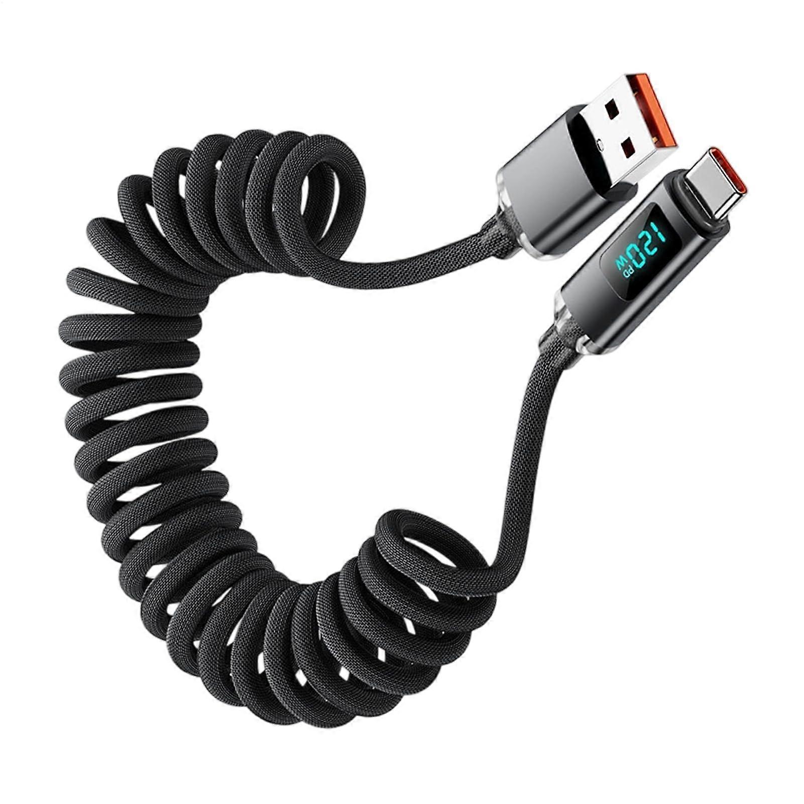 USB C Quick Charging Cable, 120W with Digital Display, 90cm for University, Travel, Home, Car.