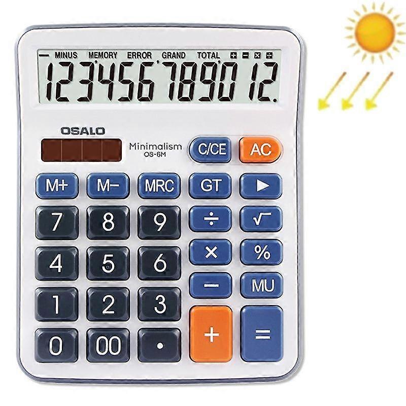 OSALO OS-6M 12-digit Solar Dual Power Desktop Calculator OS-6M
