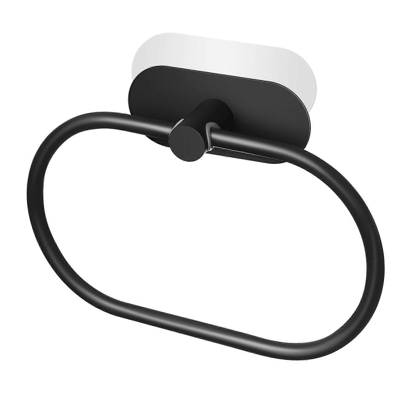 Towel Ring Wall-Mounted Metal Self-Adhesive Rotating Space-Saving Bathroom Black Durable And Functional