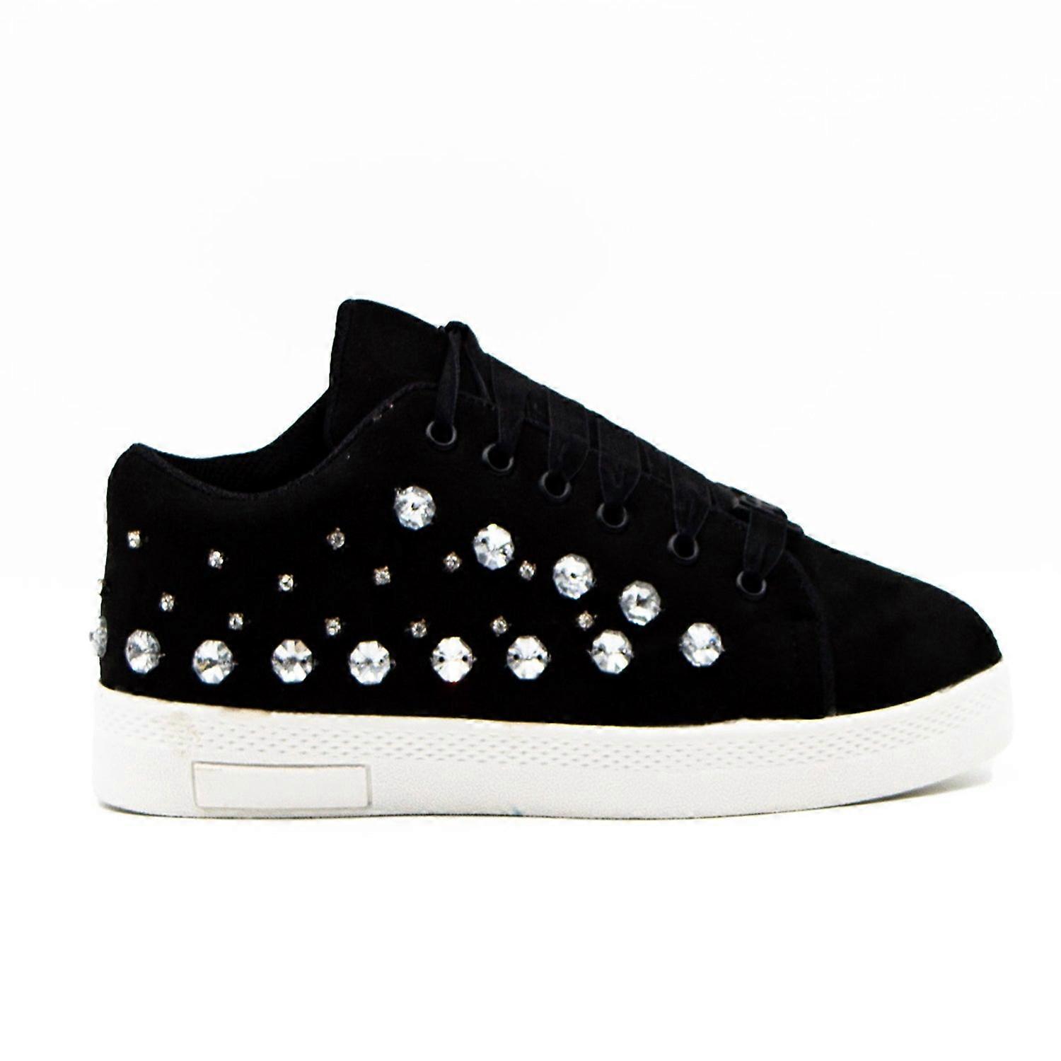 Bella luxury black canvas handmade embellished tennis shoe