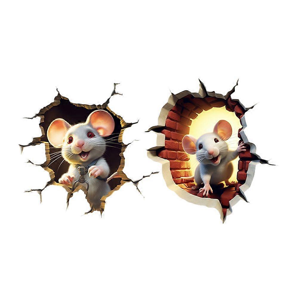 2pcs Wall Decals Room Wall Decals Mouse Hole Decals Peel And Stick Wall Decals Funny Stickers
