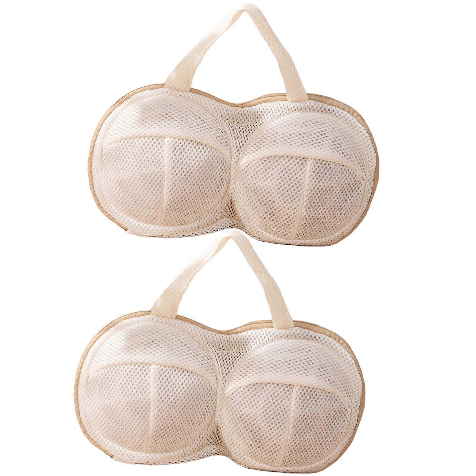 Mesh Bra Laundry Bags 2-Pack With Support Frame Zippered Lingerie Protection Pouches For Delicates Machine Wash