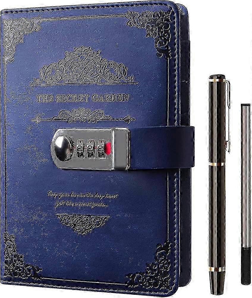 A5 Diary With Lock And Pen, Refillable Notebook With Combination Lock, Vintage Gift