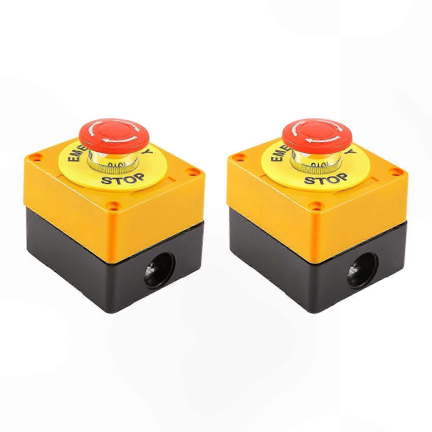 2-Pack Red Mushroom Push Button Switch for Emergency Stop Applications