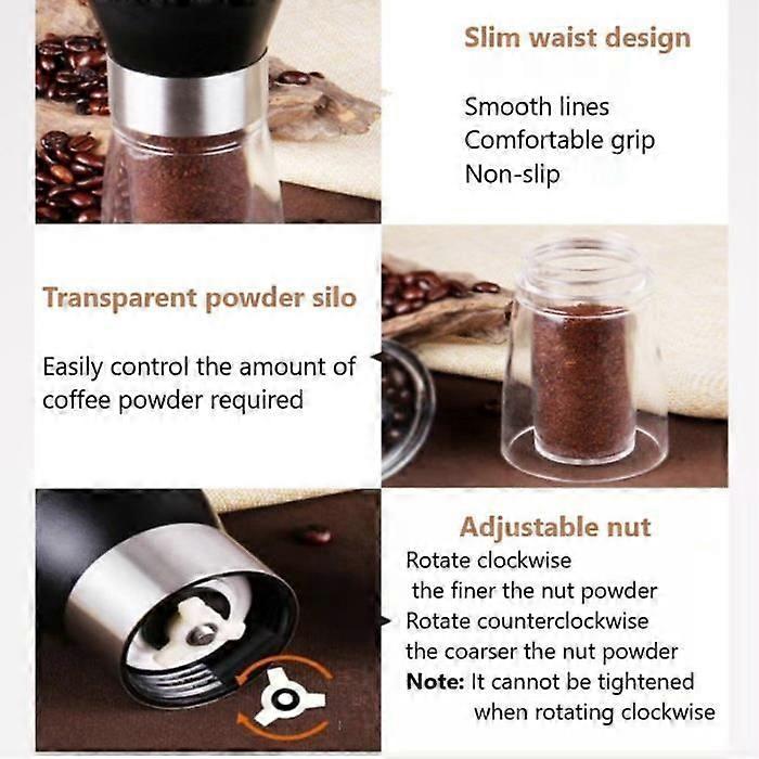 Coffee Grinder - Manual - Stainless Steel - Ceramic Grinder - Compact - Silver