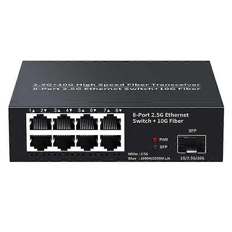 8-Port-Ethernet-Switch-2,5-Gbit/s-Netzwerk-Umschalter + 1-Port-10G-Glasfaser-Steckplatz Heimlabor-Netzwerk-Switch Plu