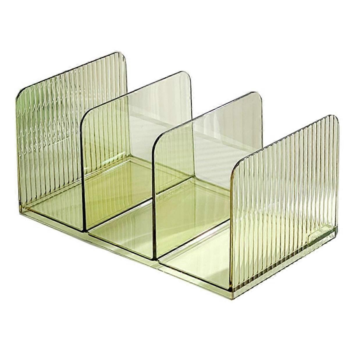 -Compartment Transparent Bookends Reusable Non-Slip Documents Stand Stackable Thicken Desktop Bookshelf Table B
