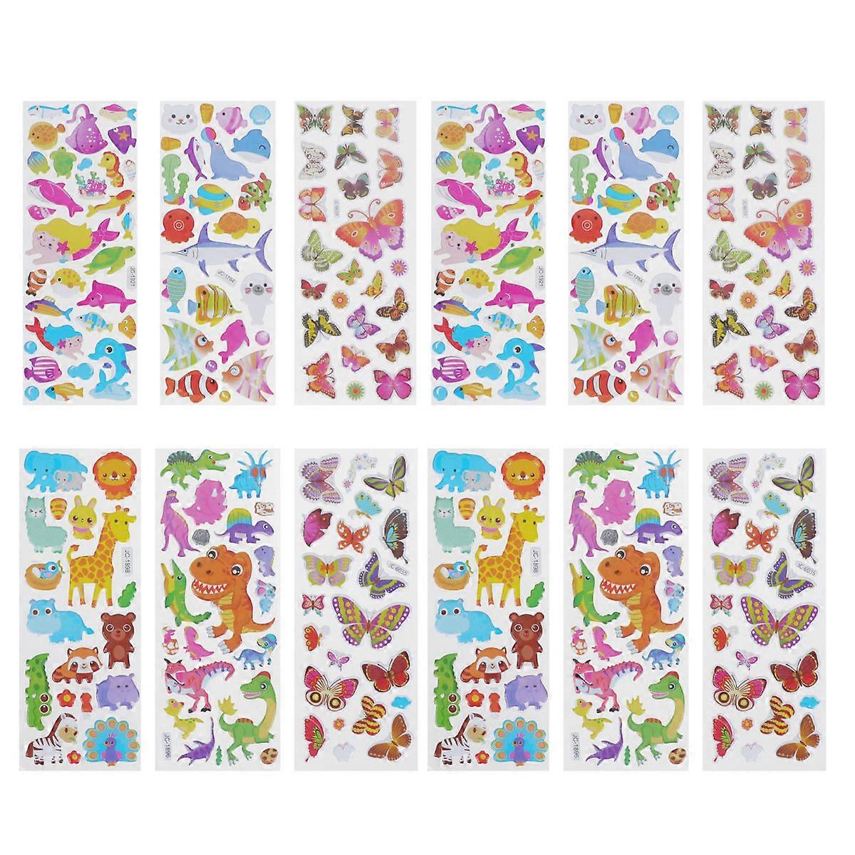 Cartoon Stickers 3D Decals for Decoration Use 40 Sheets of Delicate DIY Handcraft