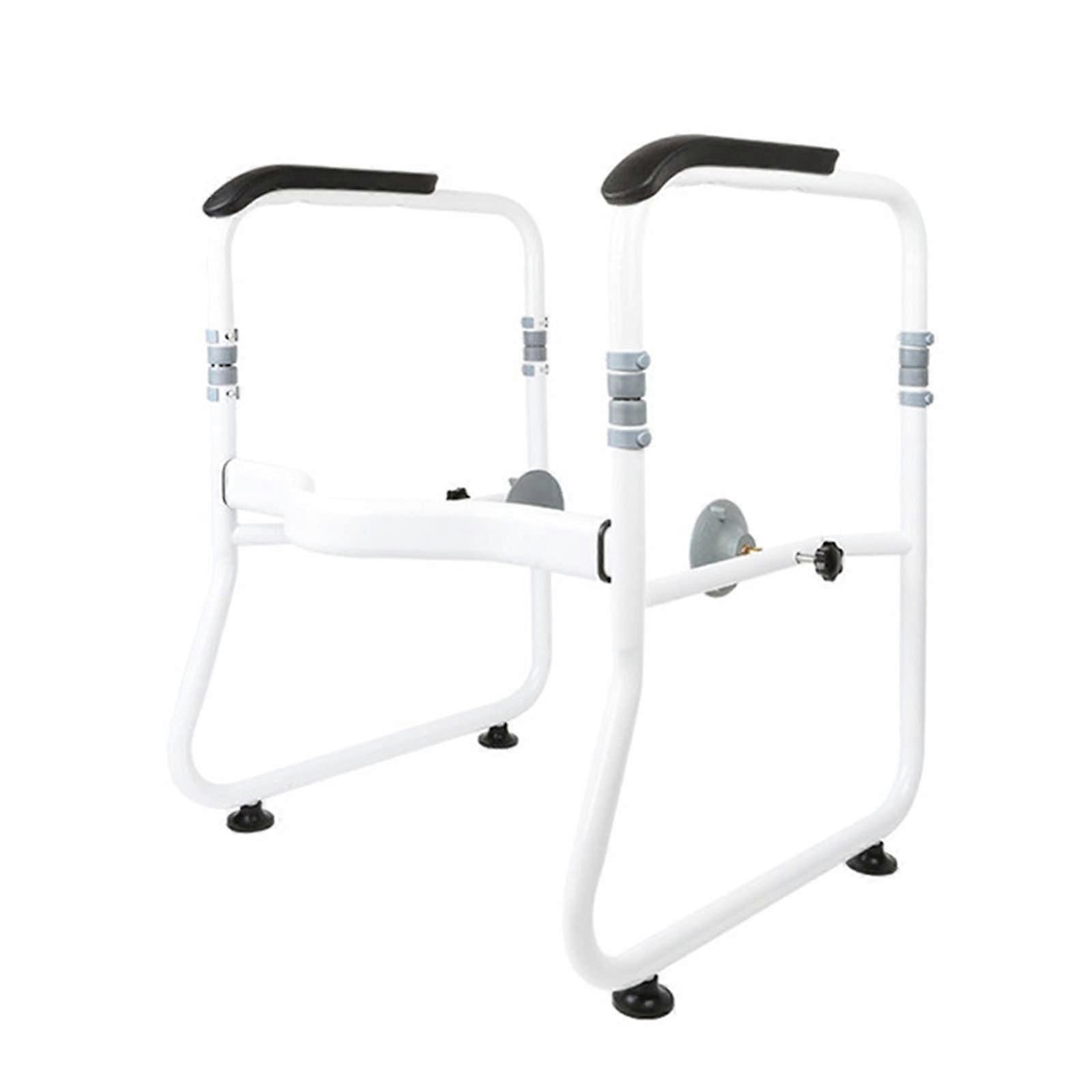 Toilet Armrest Foldable Adjustable Height Safety Frame 330 LB Capacity Universal Fit All Toilets Elderly Disabled Rail