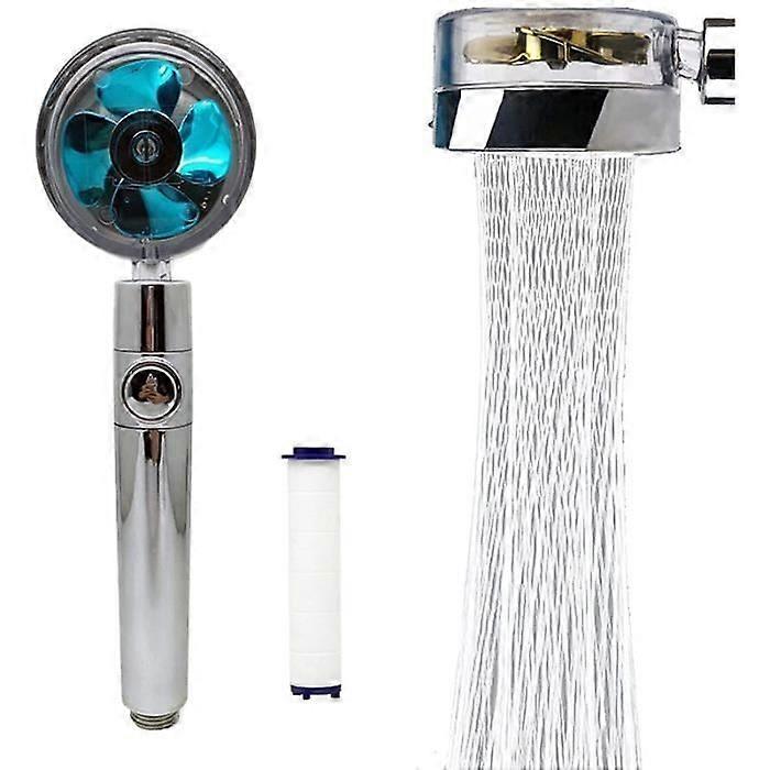 Handheld Shower Head High Pressure with Filter and Pause Switch Turbocharged Propeller Shower Accessories-A