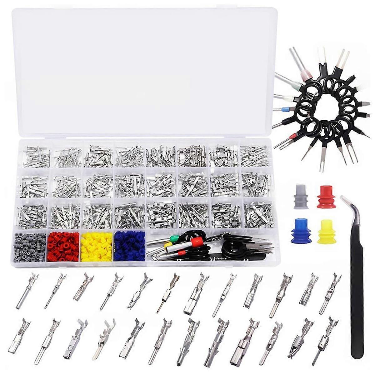24Types Car Electrical Wire Terminal Pin Connector Kit - 459Pcs Automotive Electric Crimp Connectors 1-3.5mm