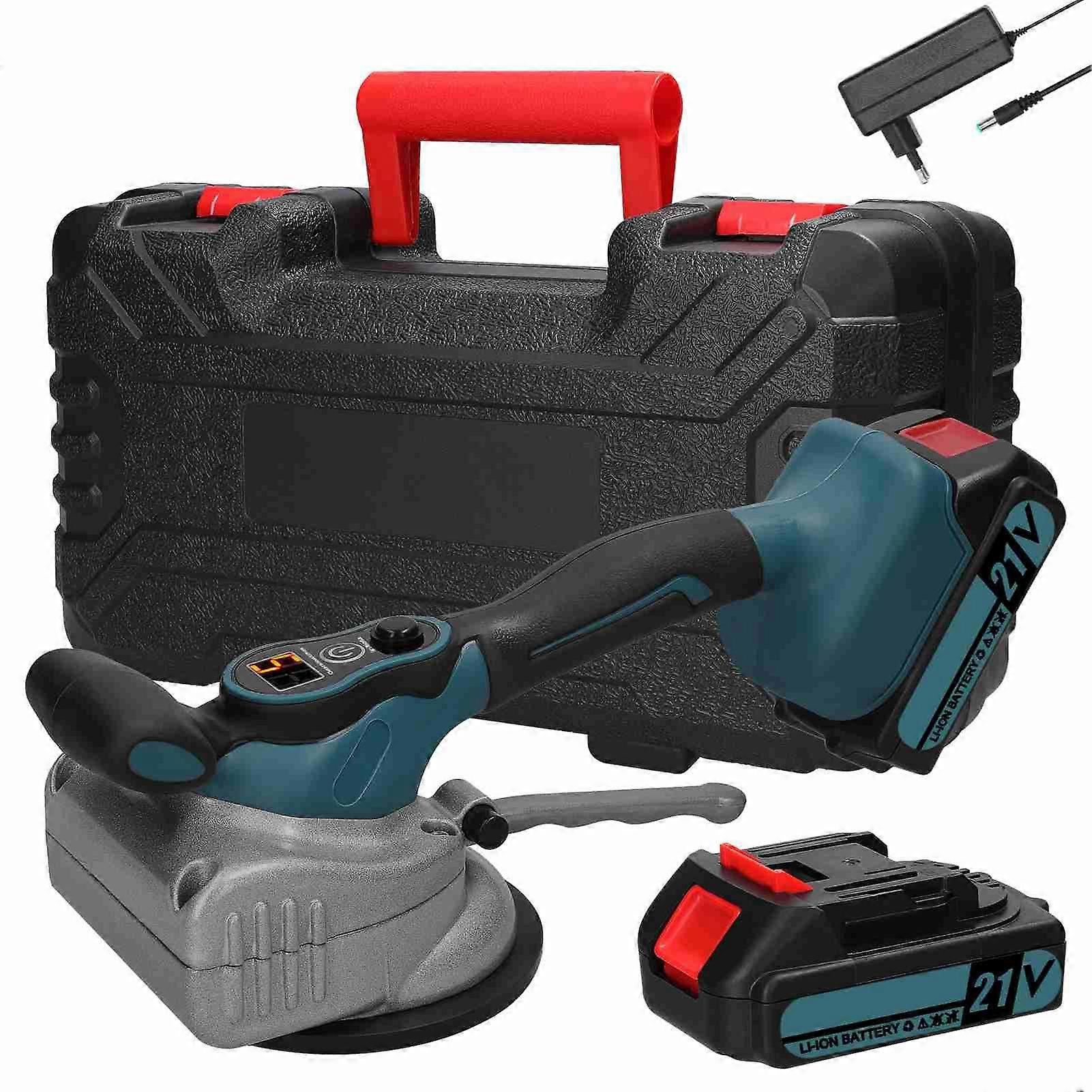 21V Automatic Tile Tiling Machine High Loading Capacity Wall Floor Tiles Laying Vibrating Tool Handheld Tile Leveller Enlarged Suction Cup with Bubble