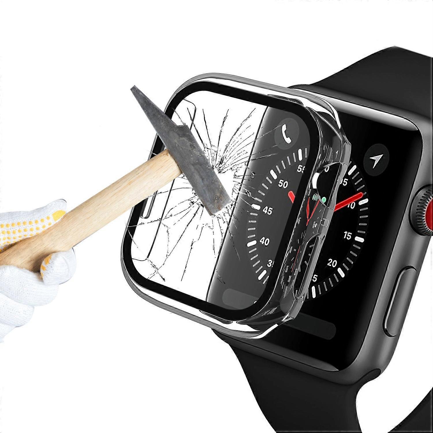 Plating Frame PC+Tempered Glass Watch Shell for Apple Watch SE/SE (2022)/Series 6/5/4 44mm