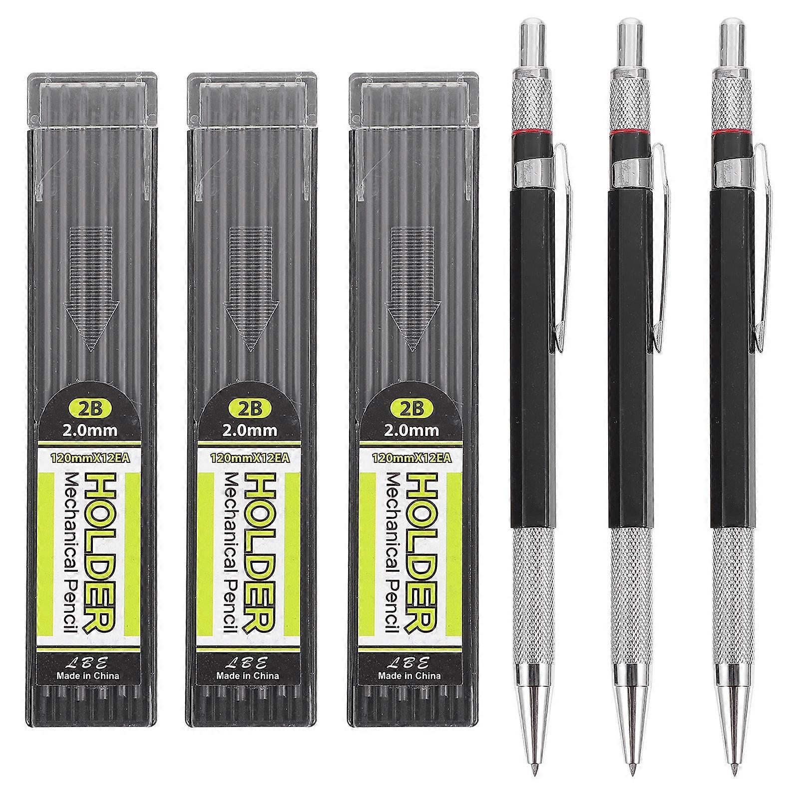 Plastic Mechanical Pencil for Drafting 3Sets Automatic Pencils Black