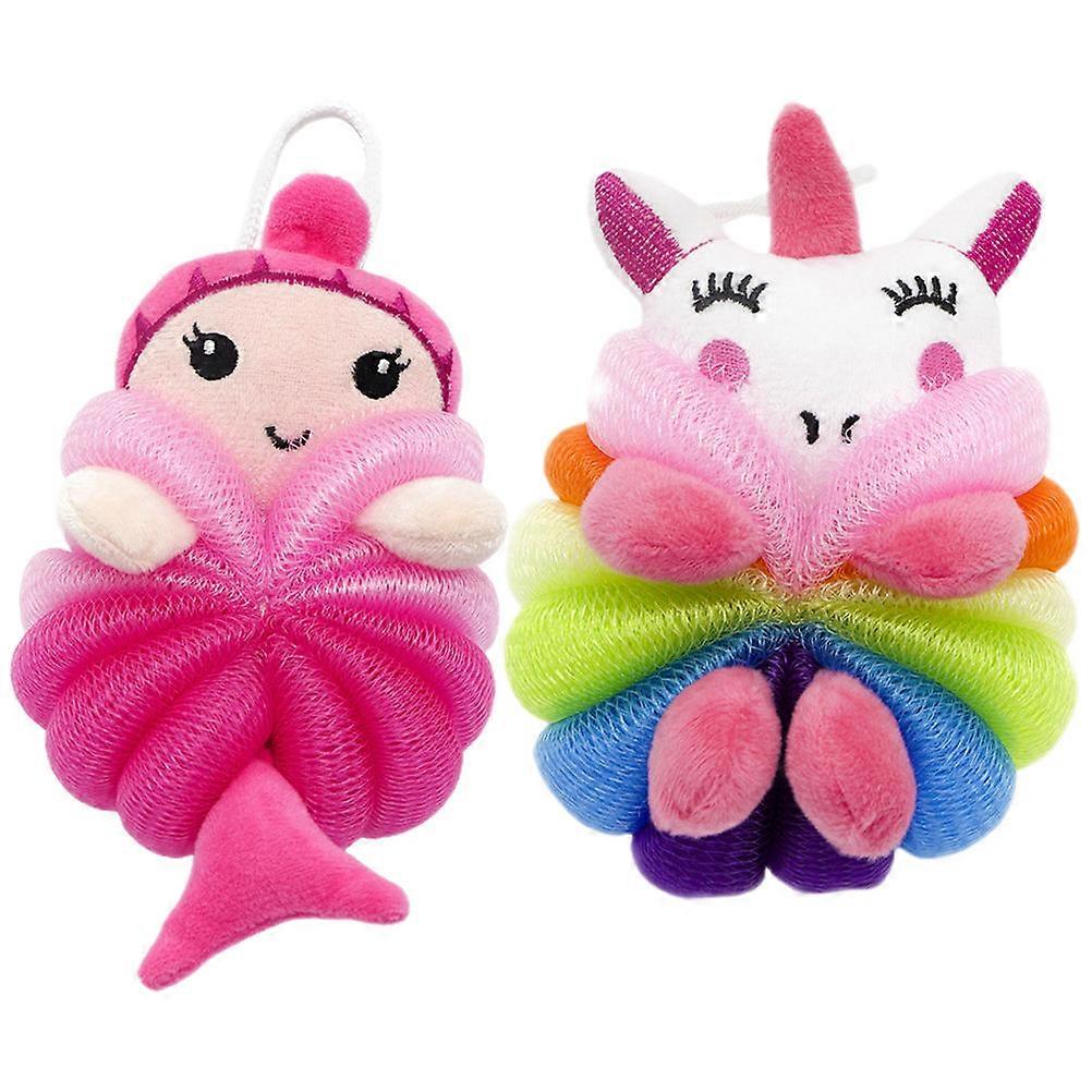 Bath Exfoliating Scrubber with 6Pcs Children Bathing Scrubber Balls